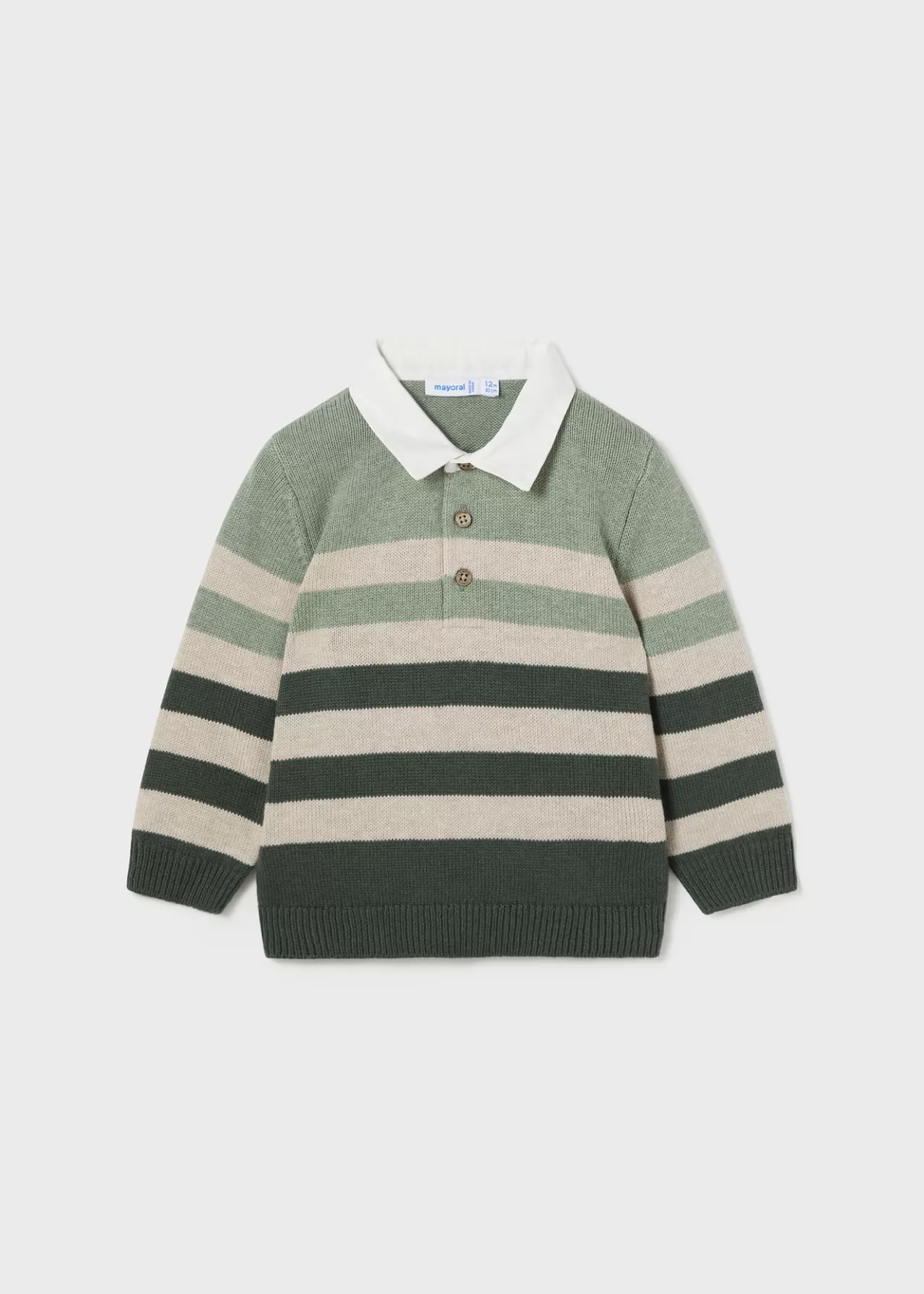 Best Sale Mayoral Sweter z kołnierzykiem polo dla niemowlęcia Zielonymelanż